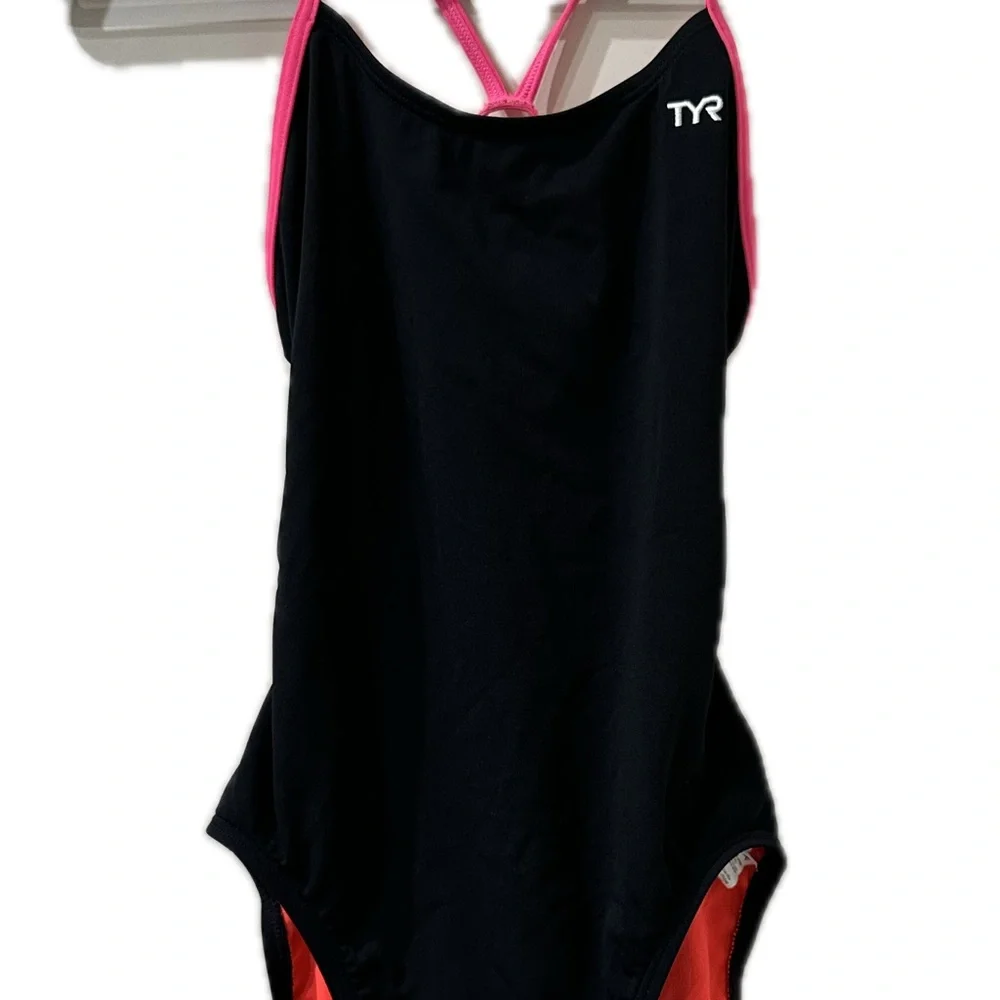 TYR Black and Pink One Piece Performance Swimsuit - Picture 3 of 7